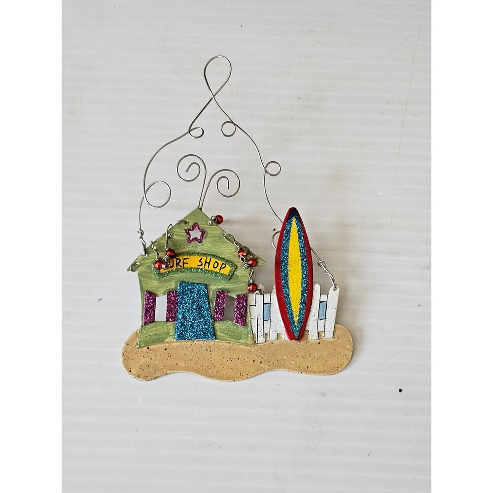 Surf Shop Glitter Painted Ornament Caribbean Souvenir